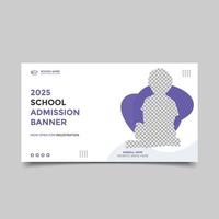 School admission horizontal web banner template for junior and senior high school.eps vector