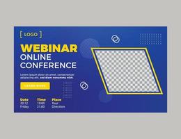 onlaine Business webinar conference social media post web banner design template. Invitation web banner to the online conference, for online courses, seminar, presentation, promotion, vector