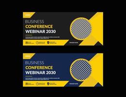 Business Conference social media Web Banner Or horizontal editable banner Template Design.Conference Live webinar invitation template..eps vector