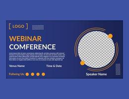 Business Conference webinar banner invitation and social media post template.Live conference banner design template..eps vector