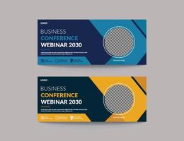 Business webinar conference horizontal banner design social media post template,course, seminars horizontal banner design. vector