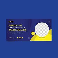 Business Conference webinar banner invitation and social media post template.online Business invitation or live conference banner design.eps vector