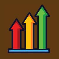 Growing graph icon, vector isolated flat style symbol. colorful growth icon