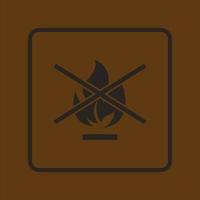 Stop fire icon. Flat black pictogram. Vector illustration. Flat web mobile icon. Sign, symbol, element design. brown background