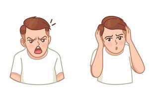 Negative gestures vector illustrations set. People disagree and rejection signs. Sign language, emotions expression. white background