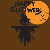 characters for Halloween isolated on brown background. pumkin doll. happy halloween and moon. vector