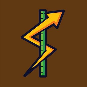 Graph growing up, movement,growth, progress. yellow and green. financial growth icon vector