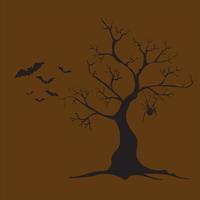 Black trees silhouette on brown background. vector