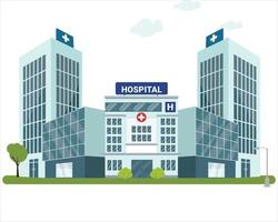 edificio hospitalario, señorial y moderno hospital. hospital y medicación. vector
