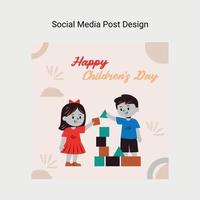 Happy children's day post for social media vector