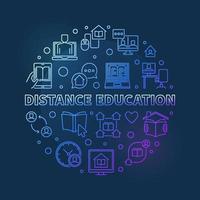 Distance Education vector colored round outline illustration