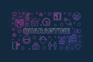 Quarantine linear vector concept colorful horizontal banner