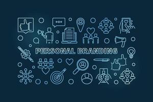 Personal Branding vector colorful outline horizontal illustration