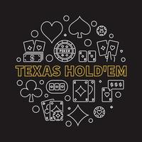 Texas Hold'em Poker Game round vector linear illustration