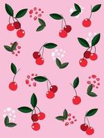 Seamless cherry spring pattern vector