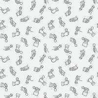 Hand with Microphone vector concept line seamless pattern