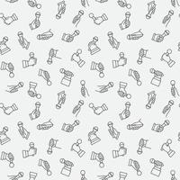 Hand with Microphone vector concept line seamless pattern