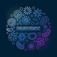 Vector Pandemic concept linear circular colored illustration