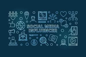 Social Media Influencer vector blue outline horizontal banner