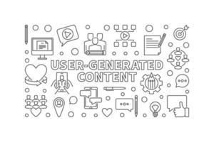 User-Generated Content linear banner. Vector UGC illustration