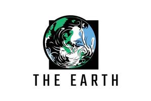 Vintage retro globo terráqueo planeta tierra símbolo para el diseño del logotipo de la ciencia espacial vector