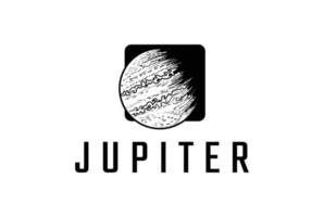 símbolo de planeta júpiter retro vintage para vector de diseño de logotipo de ciencia espacial