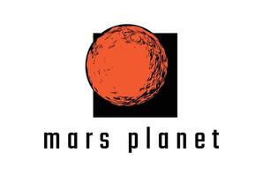 símbolo de planeta marte rojo retro vintage para vector de diseño de logotipo de ciencia espacial