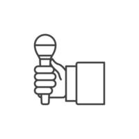 Hand with Mic outline vector concept icon