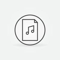 Document with Musical Note outline icon. Music file sign vector