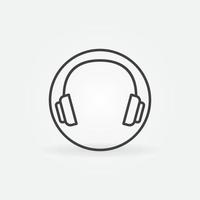 Headphones vector concept round icon in thin line style