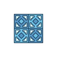 Ceramic Tile with Geometric Design vector blue icon