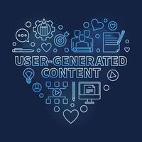 User-Generated Content vector linear blue heart illustration