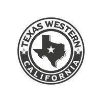 plantilla de logotipo del estado de Texas, escudo de armas, etiquetas. país de una sola estrella. tipografía, diseño vintage de texas usa. Ilustración de vector de emblema de mapa