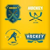 plantilla de conjunto de iconos de diseño de logotipo de insignia de hockey profesional vector