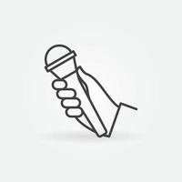 Hand with Mic vector icon in thin line style