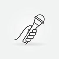 Interview Mic in Hand outline vector icon or symbol