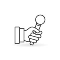 Hand with Microphone vector minimal icon in outline style