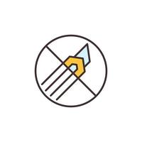 Do not use Cutter tool colored icon - Forbidden vector sign