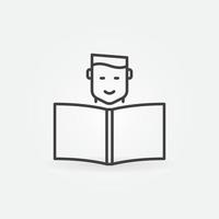 Boy Reading a Book vector concept icon in thin line style