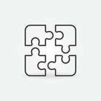 Four Jigsaw Puzzle Pieces vector concept line icon