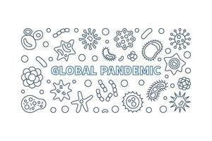 Global Pandemic vector concept outline horizontal illustration