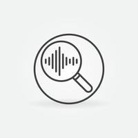 Magnifying Glass with Sound Wave vector round line icon