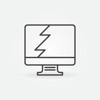 Broken PC Display or Monitor vector outline concept icon