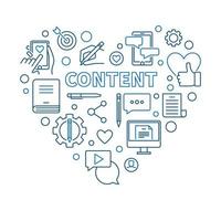 Content vector concept thin line blue heart illustration