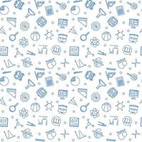 Seamless vector pattern with School blue linear icons