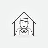 Pupil at Home vector line icon. Boy in House sign