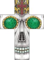 cruz de calavera de fantasía de arte. dibujo a mano y hacer vector gráfico.