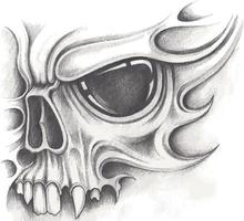 Art mask skull tattoo. Hand drawing and make graphic vector. vector