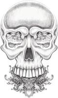 Art surreal skull.Hand drawing and make graphic vector. vector