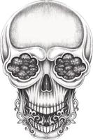 Art surreal skull. Hand drawing and make graphic vector. vector